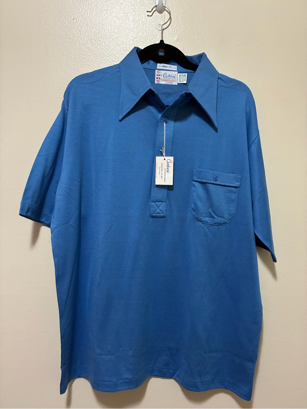 Vintage Contoure International  Men's Blue Mercerized Cotton Polo xl NWT